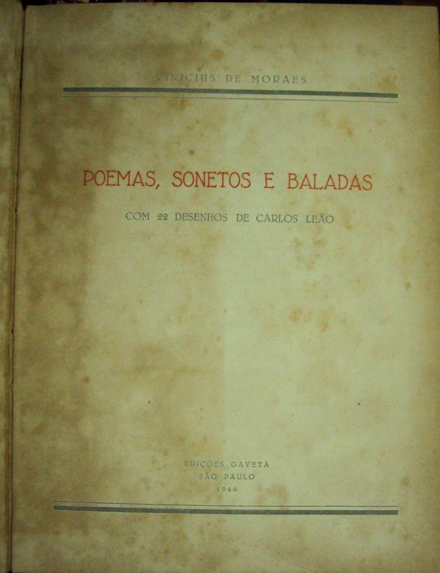 La primera edición de Poemas, Sonetos e Baladas (publicada en 1946), que contiene el Soneto de Fidelidade.