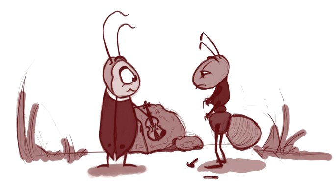 Dibujo de cigarra y hormiga