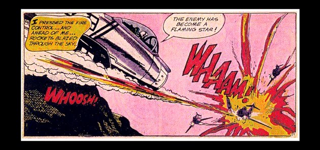 Imagen aparecida en la revista All American Men of War (de DC) que sirvió de inspiración para la composición de Whaam!