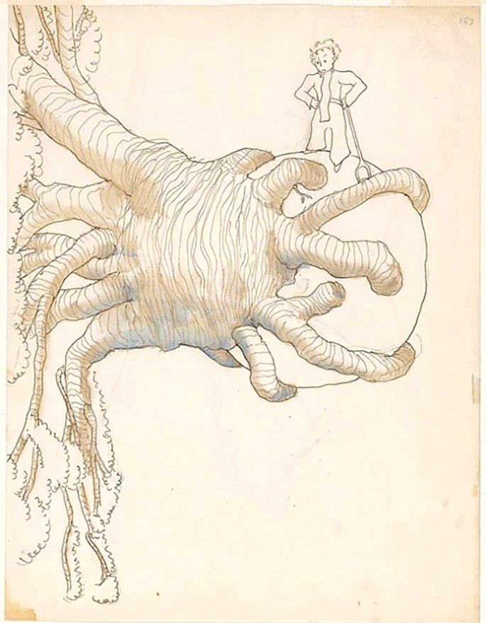 El principito con la ilustración del gran árbol.