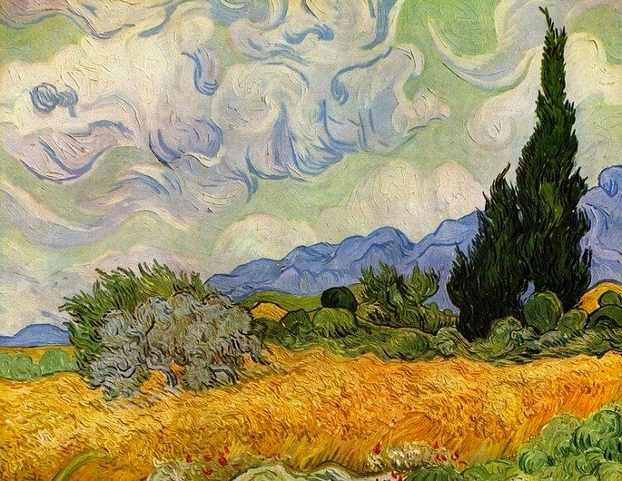 Campo de trigo con cipreses de Van Gogh