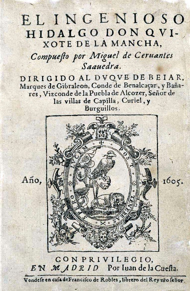 Portada de la primera edición de Don Quijote