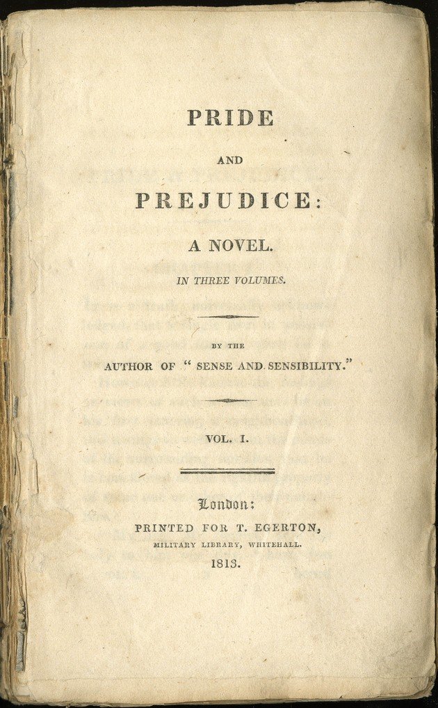 La pieza de apertura de la primera edición de Orgullo y prejuicio.
