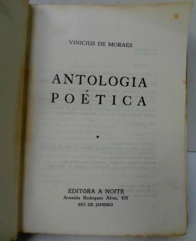 La pieza de apertura de la edición de Antología Poética, publicada en 1954, que contenía el poema A Rosa de Hiroshima.